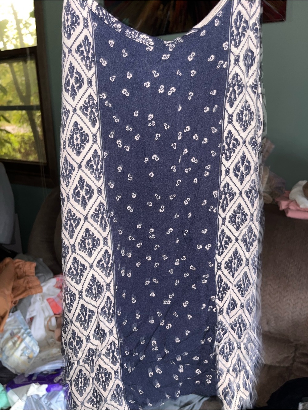 Motherhood Maternity Navy and Cream Printed Tank Top